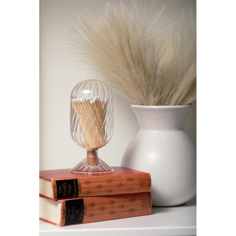 MILAVERA Premium Helix Glass Cloche - Decorative Jar with Striker.