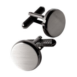 [TAVARAT] Cufflinks for Men classic round shape (black silver)