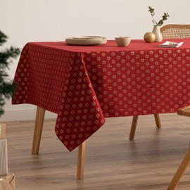 GAMUSI Christmas Tablecloth Jacquard Gold Yarn Dining Table Rectangular Christmas Decoration 140x100cm Red