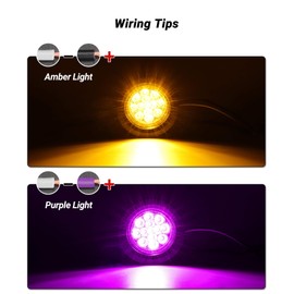XtraGlow Dual Revolution 2.5" Round 13LEDs Amber Clearance Side Marker Lights to Purple Auxiliary Lights for Trailer Truck 12V IP67 Waterproof 10Pcs