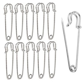 10PCS 4 Inch Large Safety Pins for Clothes, Strong Metal Big Blanket Pins Heavy Duty Nappy Pins for Clothing,DIY Craft Making,Jewelry Household