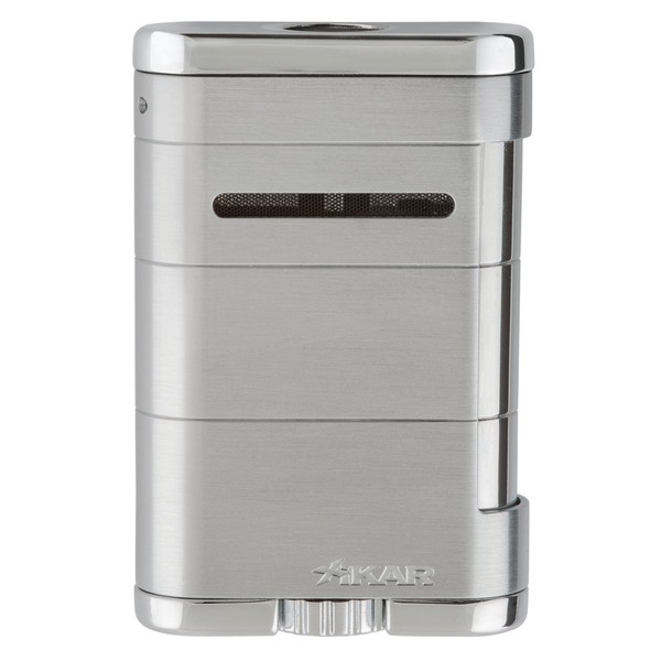 XIKAR Allume Triple Jet Tabletop Lighter, Engineered for Performance, Crisp Side Squeeze Ignition, Silver