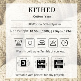 KITHED Cotton YarnÔºå10.5ozÔºå526yardÔºå3 Pack ÔºåSoft Yarn for Crocheting and Knitting (22 Golden Yellow)