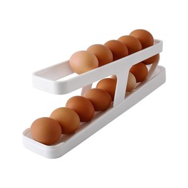 Voarge 2 Tier Storage Container Fridge Egg Organiser Egg Dispenser 13-14 Automatic Rolling Eggs for Fridge Storage