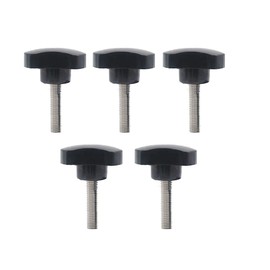 Plastic Star Shape Triangle Head Screw Bolt Clamping Knob Handle, M5 x 30mm Male Clamping Thread Screw Bolt, Black, 5 Pcs