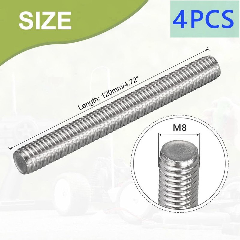 FarDeer Fully Threaded Rod,M6/M8/M10 304 Stainless Steel Long Threaded Screw,Right