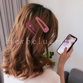 Herbeluemily Hair Clip, Bangs Clip, Hair Clip, Bangs Pin, Large, Set of 3, C, Gray Beige, Dark Red, Pink