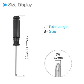 CoCud Mini Phillips Screwdriver, 5.0mm Size 142mm Length, Carbon Steel Small Cross Head Screwdrivers with Anti-Slip Black Handle - (Applications: for Glasses, Watch or Laptop), 2-Pieces