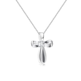 TALYKONG Cross Necklace for Women Cubic Zirconia Twisted Cross Infinity Loop Pendant Necklace Jewelry Gift for Women (Twisted Cross Infinity)