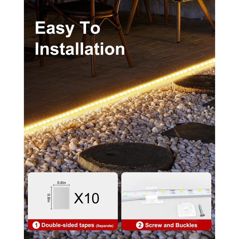LUHLEE Solar LED Strip Lights Outdoor,Brighter 600 LED 32.8FT Solar
