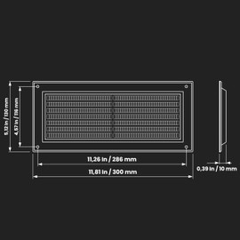 5-Pack 5'' x 12'' Inch / 130 x 300 mm Plastic White - Vent Cover - Rectangular Duct Cover - Air Vent Louver - Protective Screen Mesh - HVAC Ventilation