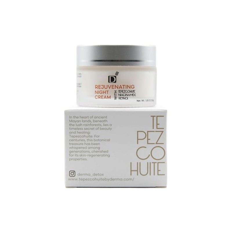 Crema rejuvenecedora de noche con tepezcohuite, retinol, y niacinamida -