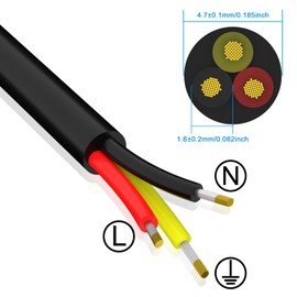 22/3 Electrical Wire 25FT 22 Gauge 3 Core Cable Wire UL2464 3 Conductor Wire Electrical Cord Tinned Copper Low Voltage Wire Stranded PVC Cord