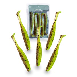 Zanderfang - Zander Rubber Fish - Artificial Lure for Zander and Perch - Soft Bait Flavoured with Fish Aroma - UV Activity - Set of 5 - Brown-Green