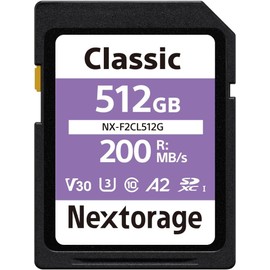 Nextorage UHS-I SD Card 512GB SDXC V30 U3 Memory Card 4K Maximum Read Speed 200MB/s *Maximum Read Speed: 200MB/s must be used with Nextorage Dual Slot Card Reader "NX-DF1CL". NX-F2CL512G Neck Storage