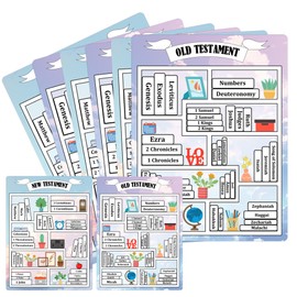 12 Pack Books of The Bible Stickers 6.6 x 4.8 Inch Old and New Testament Book Reading Shelf Sticker Christian Tracker Dashboard Labels for Women Man Study Supplies (Cloud)