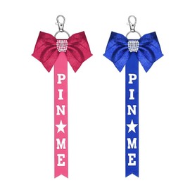 Pin Me Cheer Ribbon for Bag Backpack Cheering Bow Keychain Blue Pink Cheer Stuff for Girls Kids Cheerleader Gifts for Daughter Sister Birthday Grad Gifts for Teen Toddler Niece Bow Key Chains 2 Pcs