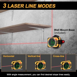 PREXISO 3-in-1 Multi Surface Laser Level with Digital Angle Gauge Magnetic, Rechargeable Digital Level with Wall Mount Base, 0-90° & 0-180°, Angle Finder Cross Line for Woodwork, Saw, Hanging Frames
