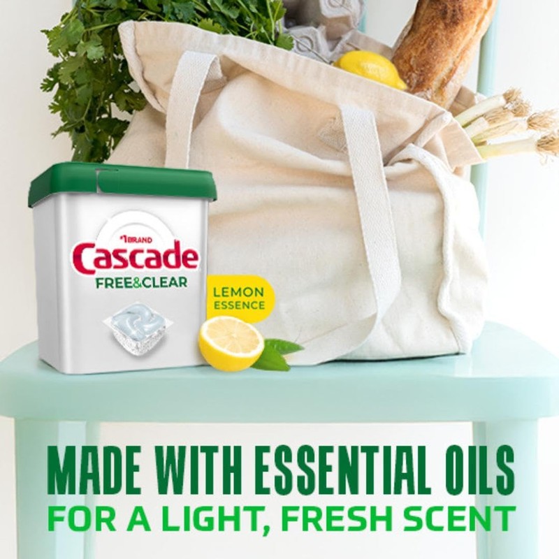 Cascade Free & Clear Dishwasher Pods, Dishwasher Detergent, Dish Detergent