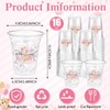 Funnymoom 60 Pcs Pink Bear Plastic Cups 16 oz Disposable