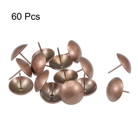 uxcell Upholstery Nails Tack 30mm Head Dia Antique Round Thumb Push Pins Copper Tone for Furniture Sofa Headboards,60 Pcs