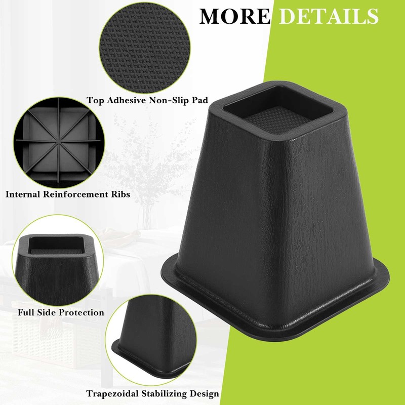 Yookwutar 4 Pack Furniture Risers 6 Inch, Bed Risers Heavy