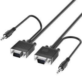 VGA Cable with Audio (25FT/7.62M), Fosmon VGA/SVGA/UXGA Monitor Cable with 3.5mm Audio Jack (Male to Male) - Supports High Video Resolution for LCD LED Monitor HDTV Projector