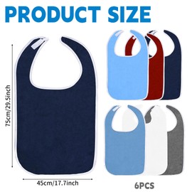 YMTWSRY 6 Stück Latz für Erwachsene, Erwachsenen Lätzchen für Senioren Wasserdichte Unisex Kleiderschutz mit Klettverschluss Mehrweg Waschbar Verstellbare für Ältere und Behinderte