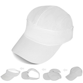 threepurple Dual Use Baseball Cap Zipper Detachable Design Sun Visor Hat for Woman Man Adjustable Quick Drying Sport Sun Protection Hat (CA/US, Alpha, One Size, White)