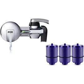 PUR Faucet Mount Water Filtration System with 4 Filters, Chrome Horizontal