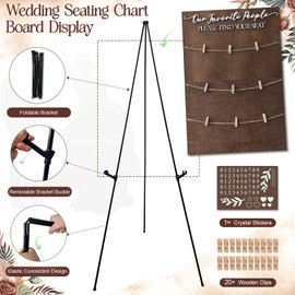 OurWarm Wedding Seating Chart with Easel Display Stand, Rustic Seating Chart for Wedding Reception Display, Please Find Your Seat Wooden Seating Chart Board for Baby & Bride Shower Wedding Sign Decor