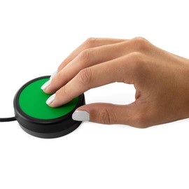 One Button Switch Wired to 3.5mm Plug (2.5, Green) Twelve Foot (3.6m) Cord