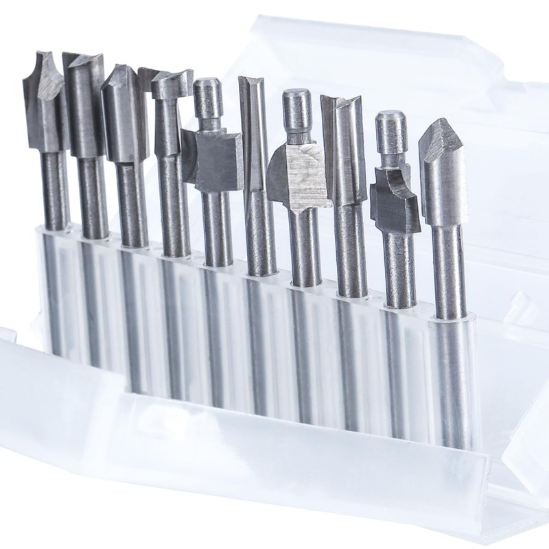 Wolfride 10Pcs HSS Router Bits, Carbide Engraving Bit Set with