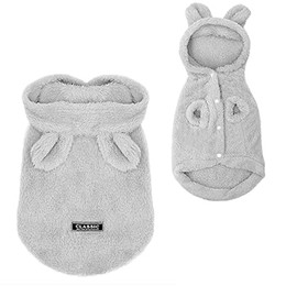Anelekor Dog Hoodies Cat Hooded Coat Puppy Sweatshirt Pet Easter Costume with Bunny Ears Doggy Warm Clothes Cozy Sweater with Hat (Small, Grey)