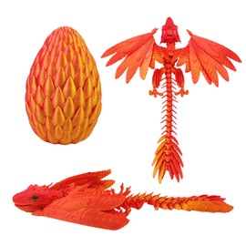 QOUXZ Dynamic 3D Printed Dragon Eggs with Dragon Inside，3D Dragon with Wings Movable, Feathered Wyvern Dragon,Full Articulated Crystal Flying Fidget Dragon, 3D Printed Archaeopteryx Bird Animals Toy