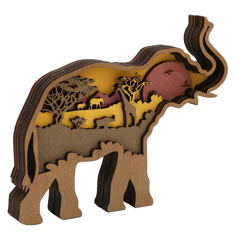 Elephant Statue Boxwood Mechanical Engraving Safe Durable Exquisite Details Elephant