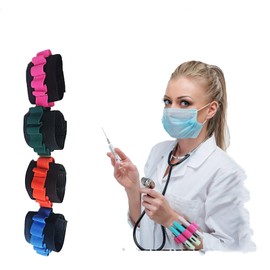 4 Pack Phlebotomy Supplies Tube Wristband Holder Set Blood Draw Kit Bracelet Strap Hold 8 Tubes Phlebotomist Accessories Easy to Carry Holder Wristband Storage Belt（RedBlueOrangeGreen (4)