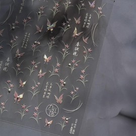 Pink Butterfly Nail Decals Stickers with 3D Pearl Design Spring Flowers Grass Nail Stickers 5D Self-Adhesive Nail Decals Acrylic Nail Art Supplies for Women DIY Summer Manicure Decoration