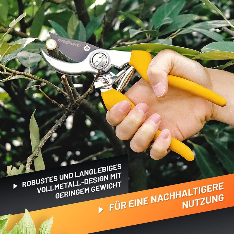 GRÜNTEK Secateurs, Garden Pruning Shears F1, SK5 Blade 48 mm,