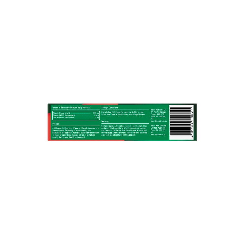 Berocca Immune Daily Defence Vitamin C, D and Zinc, Blackcurrant