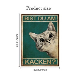 LongZYU Bathroom Pictures, 32 x 23 cm Toilet Pictures, Retro Style, Decorative Picture with Cat Motif for the Bathroom, Funny Decoration for Bathroom, Guest Toilet or Toilet