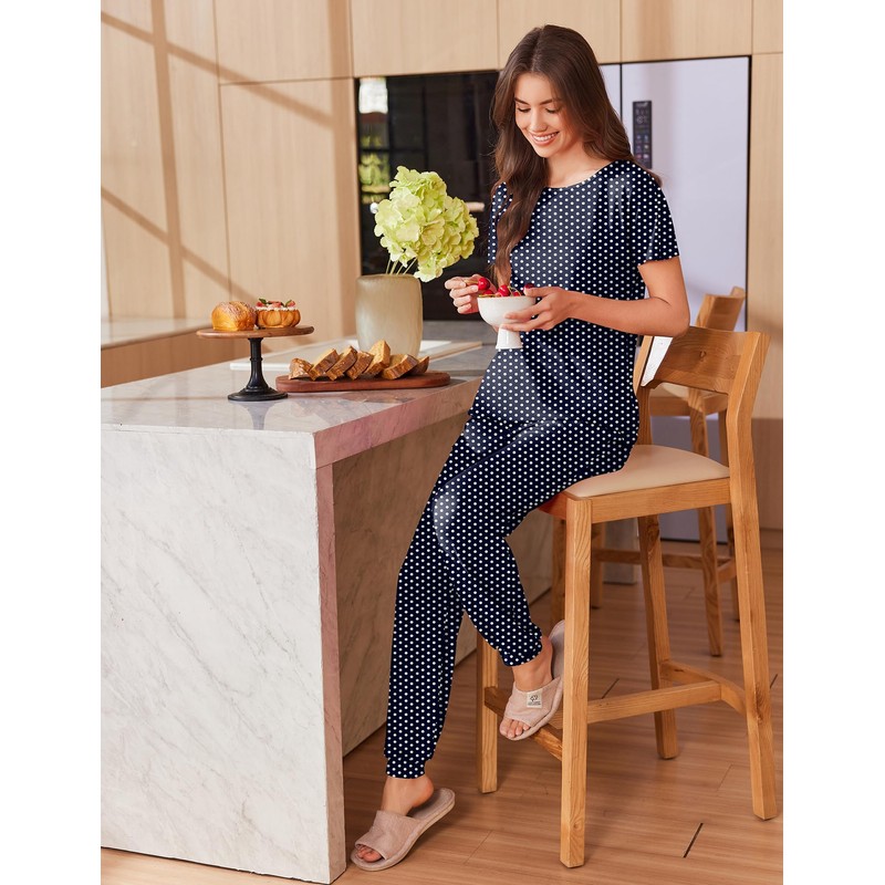 Ekouaer Womens Pajama Sets Short Sleeve Lounge Sets for Women