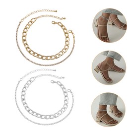 SHOWERORO Strong and Sturdy Metal Anklet Women's Jewelry Anklet for Women Golden Silver