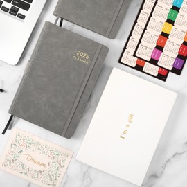 2025 Planner - 2025 Weekly Monthly Planner, January 2025 - December 2025, 5.85'' x 8.5'' Calendar Planner 2025 with Leather Cover, Pen Holder, Elastic Closure, 24 Ruled Pages