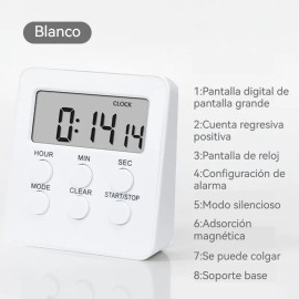 Temporizador de Cocina Digital 1 Paquetes, Cronometro Electrónico Multifuncional, Timer de Gestión de Aprendizaje , Temporizadores Digitales Magnéticos para Cocina,Temporizadores Digitales para Aula