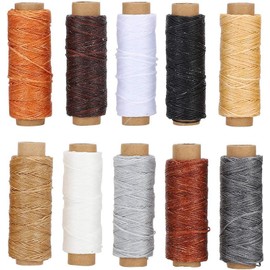 10 Piezas Hilo Encerado para Coser Cuero 150D Kit de Costura Manual 10 Colores para Artesanía y Reparación de Calzado