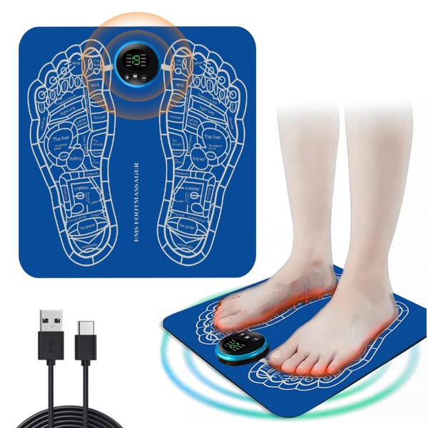EMS Foot Massagers for Pain and Circulation, Electric Foot Massager Mat, Foot Spa and Massager, with 8 Modes and 19 Intensity Levels for Improved Circulation, Muscle Relaxation and Pain Relief
