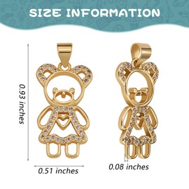 COGCHARGER 5 Pieces Bear Cubic Zirconia Charms Brass Micro Pave Clear Cubic Zirconia Pendants Gold Tone for Jewelry Necklace Bracelet Crafts