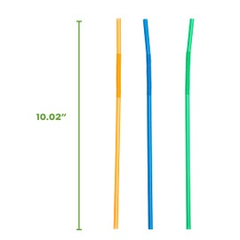 GUSTO [200 Pack] 10.02"High Long Flexible Straws, Disposable Plastic Drinking Straws - Assorted Colors (Formerly Comfy Package)