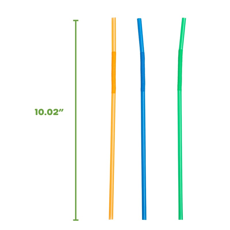 GUSTO [200 Pack] 10.02"High Long Flexible Straws, Disposable Plastic Drinking